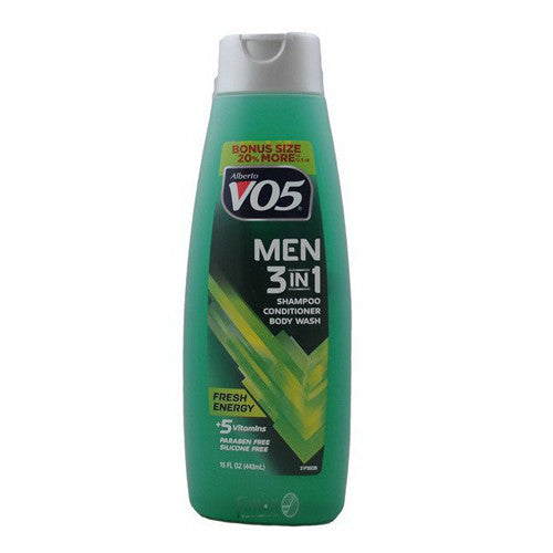 Alberto V05 3 in 1 Mens Body Wash Fresh Energy, 15 Oz